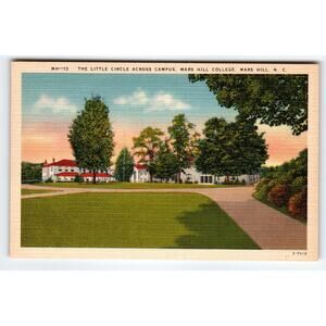 Mars Hill College Little Circle Campus North Carolina Linen Postcard Unused NC